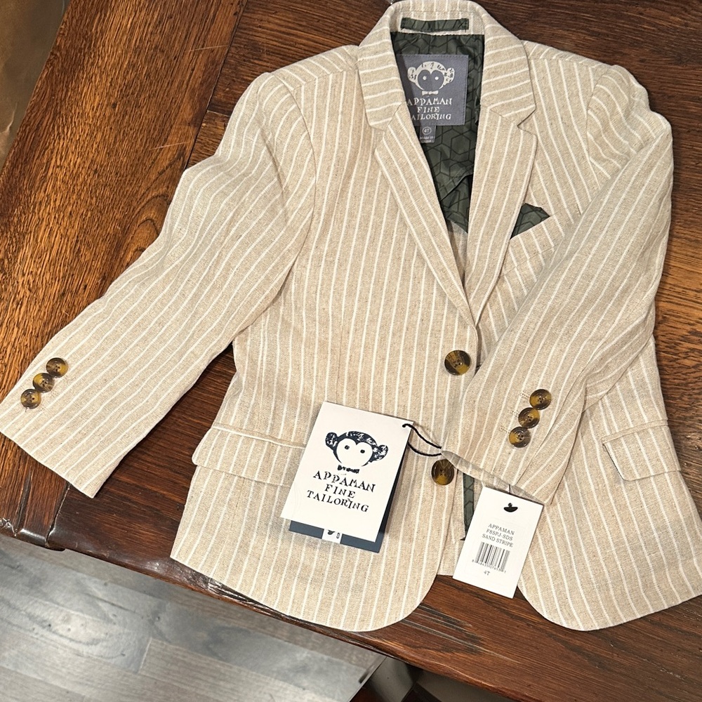 Appaman Beige Pinstripe Blazer